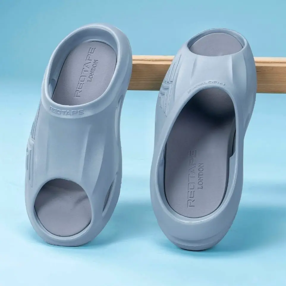 Red Tape Premium Slide Slippers – Ice Grey Edition