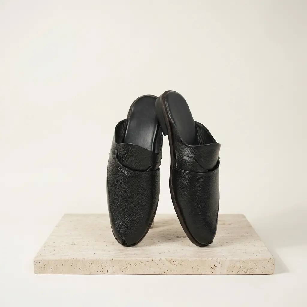 Professional Black Leather Half Shoes